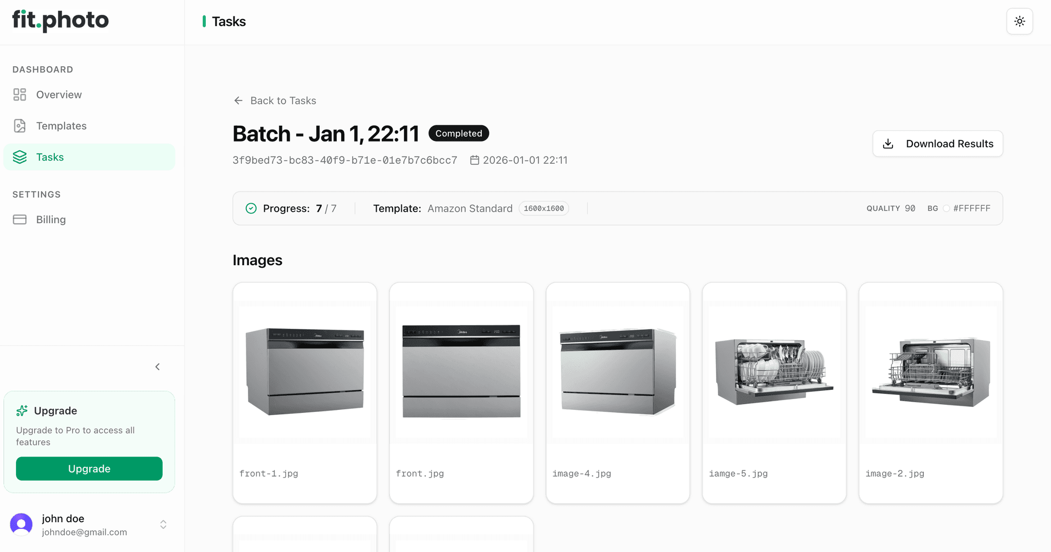 Image Verification screen comparing original vs processed images